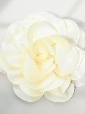 Ivory Oversized Fabric Camellia Flower Brooch Pin Hairpin 3D Womens Statement